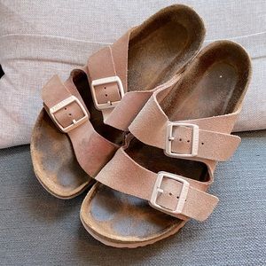 Birkenstock Arizona Soft Footbed Rose Suede Sandals Sz 40/9.5